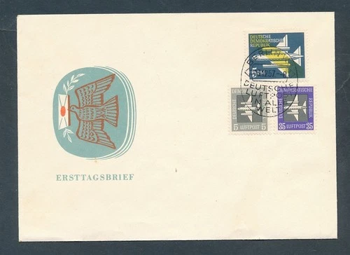 D446345 East Germany FDC Airmail Luftpost 1957
