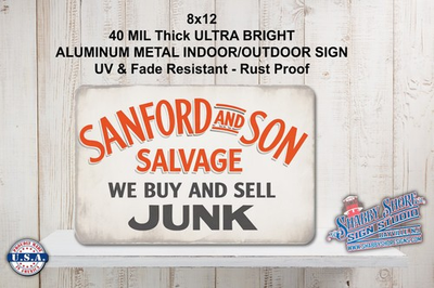 #ad Sanford amp; Sons Salvage Junk High Quality Metal Indoor Outdoor Sign 8x12 $19.95