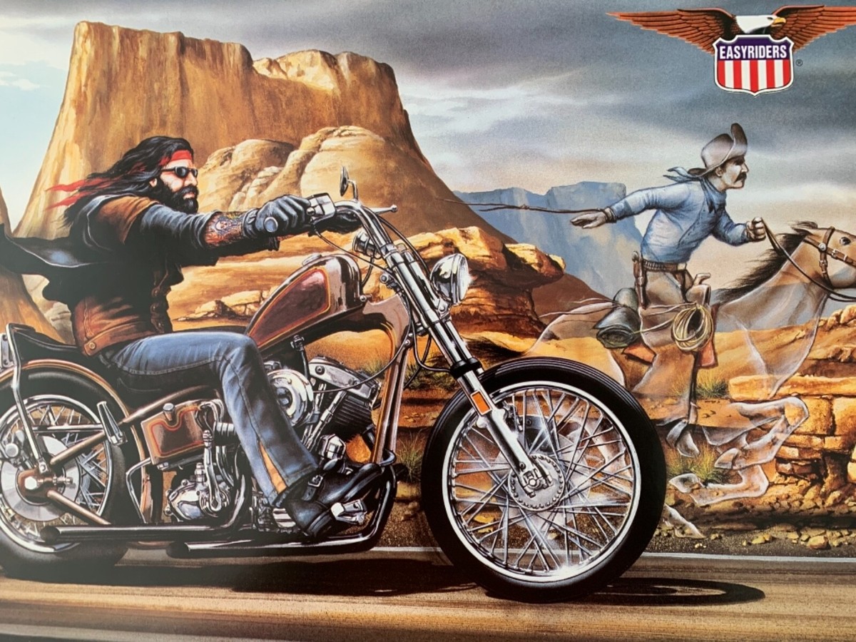 EASY RIDERS BY DAVID MANN,BIKER IN A CHOPPER,RARE LICENSED 1997