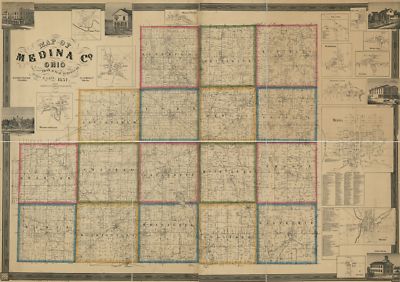 16'' x 24'' 1856 Map Of Medina County Ohio
