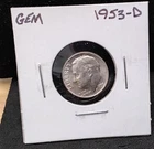 1953-D ROOSEVELT SILVER DIME - GEM