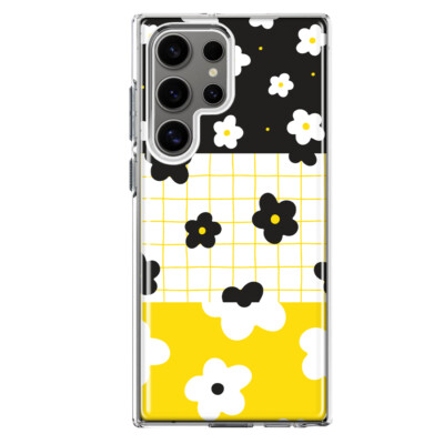 Mundaze Case for Samsung Galaxy S24 Ultra Cover Black Yellow Daisies