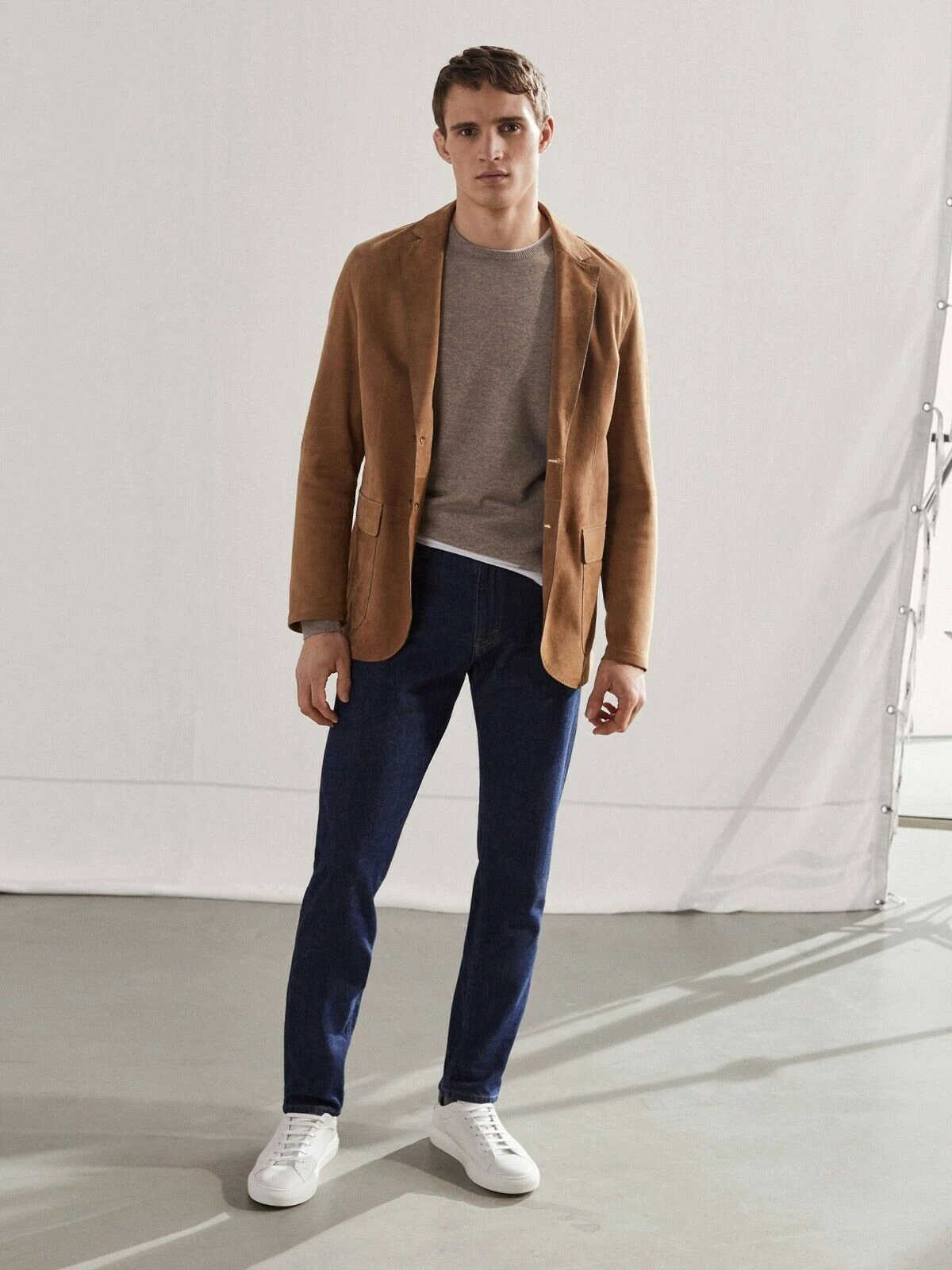 Mens Suede Leather Blazer Slim Fit Genuine Brown Suede Leather Coat Jacket - 11