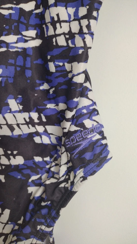 Speedo Hydro Women's One-piece Bathing Suit Purple Gray White Padded Bra 9/10 - Image 3 of 4