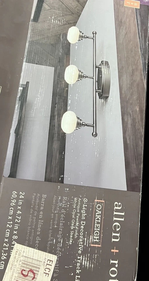 Allen + Roth Oakleigh 3-Light 24-in Antique Pewter LED Track Bar Track Light Kit - Image 3 of 4