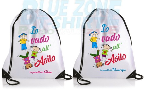 Io vado all'Asilo Nido Sacca Zainetto Materna Personalizzato Nome Bimbo  Bimba | eBay