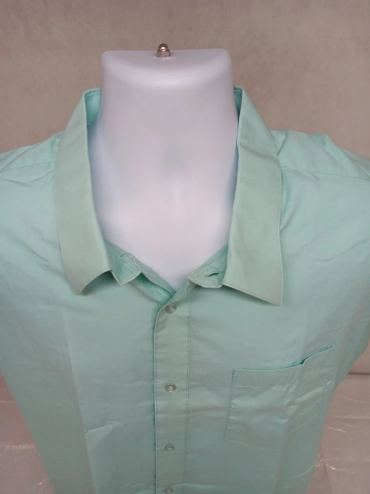 Camisa Omega Para Hombre 3XL 19-19.5 Verde Manga Corta Botón Con Bolsillo Foto 3 de 4