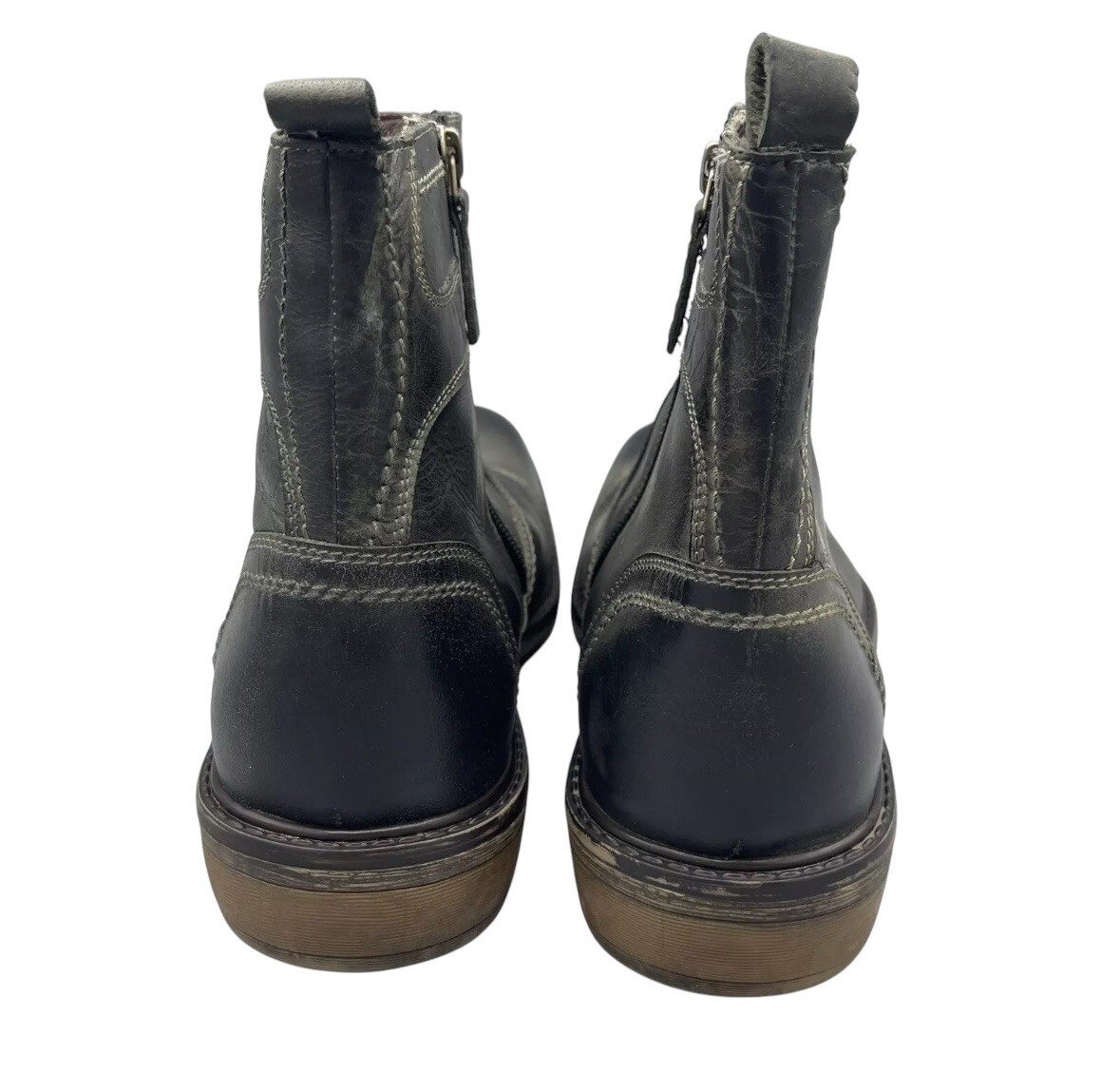 Roan Mens Staad Ankle Boots Black Leather Side Zip Up Cap  display picture 2