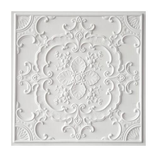 Piastrelle soffitto in latta peel and stick pannelli da parete decorazione PVC PL19 bianco opaco 10 pz - Foto 1 di 24