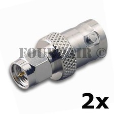 2 Pack - SMA Male Plug to BNC Female RF Coax Antenna Adapter Converter Connector