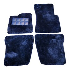 Blue 1" Genuine Sheepskin Car Floor Mats Plush Fits Bentley Models 2012 - 2025