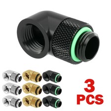 3PC Barrow 90 Degree Angle G1/4" Rotary Fitting Adapter Swivel for Water Cooling