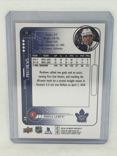 Toronto Maple Leafs - Auston Matthews - 18/19 UD MVP - 20th Anniversary Tribute - Bild 3 von 3
