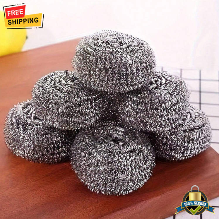 6 pcs Stainless Steel Scourers Rust-Resistant Scrubbers for Dishes & Pans