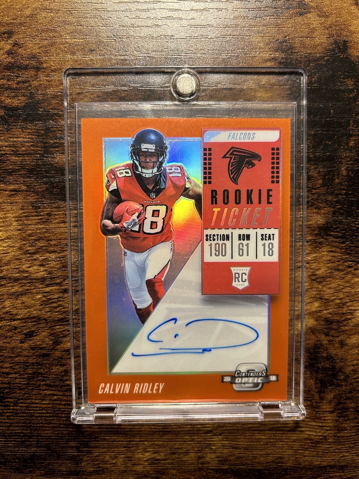 2018 CALVIN RIDLEY Contenders Optic Orange Prizm Rookie Ticket Auto /25 RC Jags