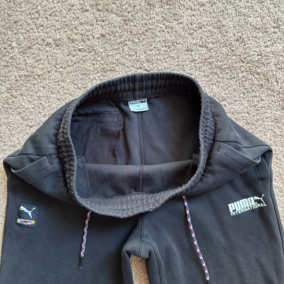 Puma Sweatpants Womens Large (30x27) Black Mid Rise Tapered Leg Logo Pockets - Image 4 of 4