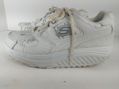 いの！ Skechers Mens Size 8 White Shape Ups 50876 Leather Toning Walking