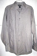 DKNY MENS BUTTON FRONT DRESS SHIRT SIZE L STRIPE NATURAL 16 1/2 - 34/35