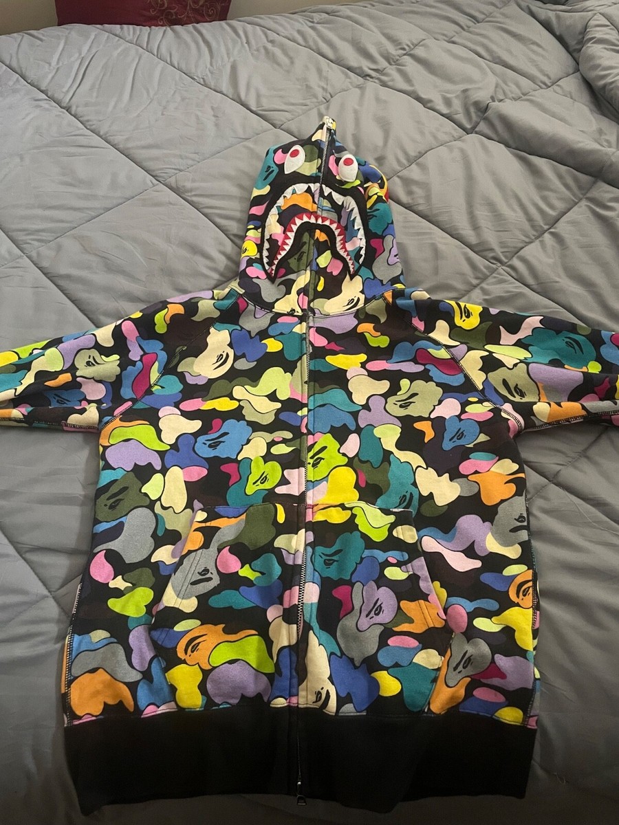 A Bathing Ape Bape Camo PONR Shark Full Zip Hoodie Size Medium | eBay