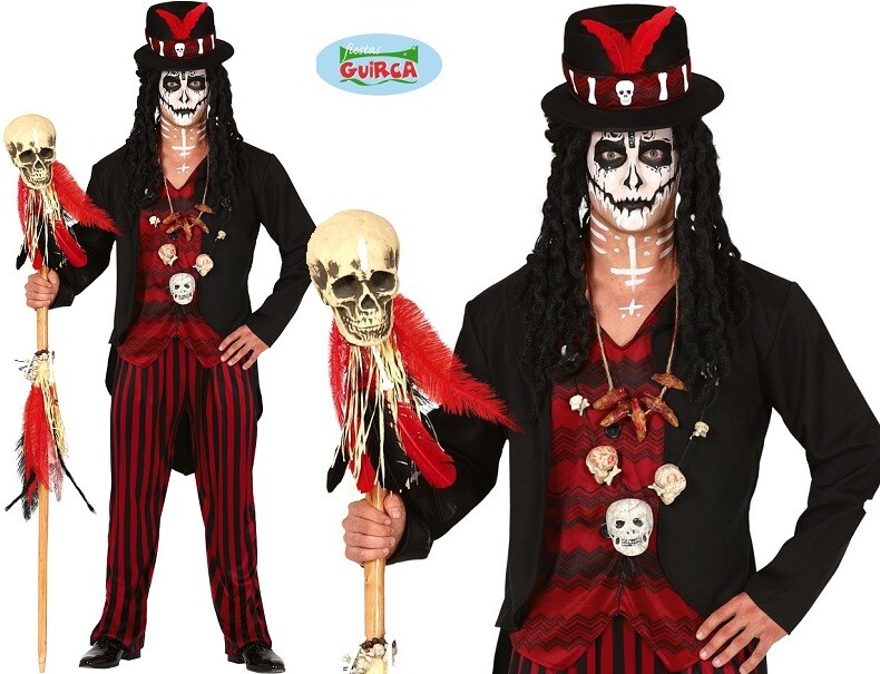 Mens Halloween Voodoo Witch Doctor Fancy Dress Costume Voodoo Papa