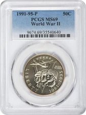 1991-95-P World War II Commemorative Half Dollar MS69 PCGS