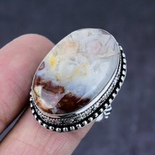 Crazy Lace Agate Gemstone 925 Steling Silver Jewelry Ring Size 9 X-Mas Gift E262