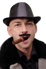 Karneval falscher Bart Schnauzbart schwarz Magier Zauberer Zirkusdirektor MM-52