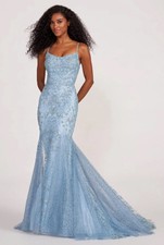 Ellie Wilde Mon Cheri EW34045 Sequin Prom Gown Dress Size 4 Misty Blue NWT 565