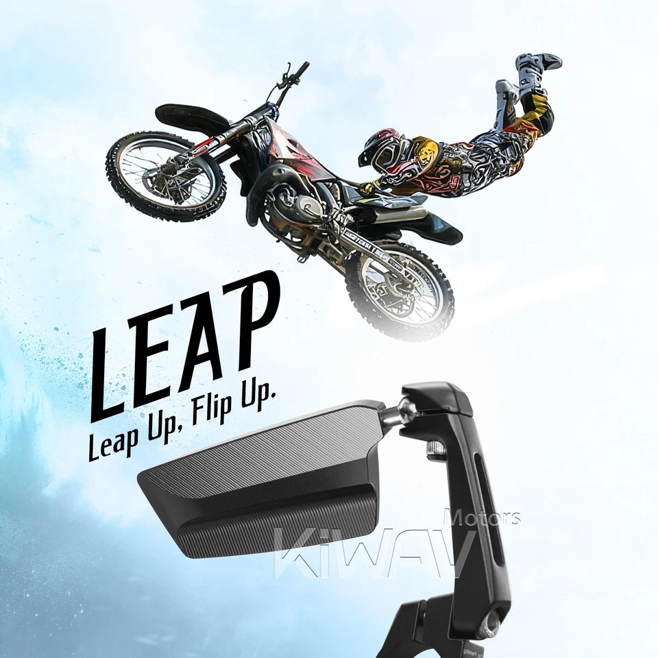 Bar end mirror RIGHT X1 LEAP folding black 6mm fits Triumph Tiger 800 Rocket III - Image 3 of 4