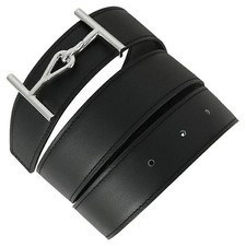 New Auth HERMES Jumbo belt Reversible Black S...