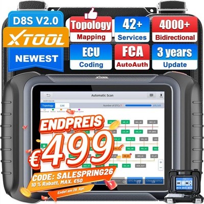 XTOOL D8S Profi KFZ OBD2 Diagnosegerät Scanner ALLE System ECU Codierung