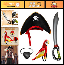 Men's Pirate Costume Accessories Set - Hat, Scarf, Sash Belt Dress Up for Hall