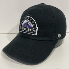 Colorado Rockies 47 Brand Hat Cap Clean Up Adjustable StrapBack Black OSFA MLB