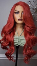 New Long Curly Style Red Wavy Lace Front Wig Womens Fashion Hair Wigs HD