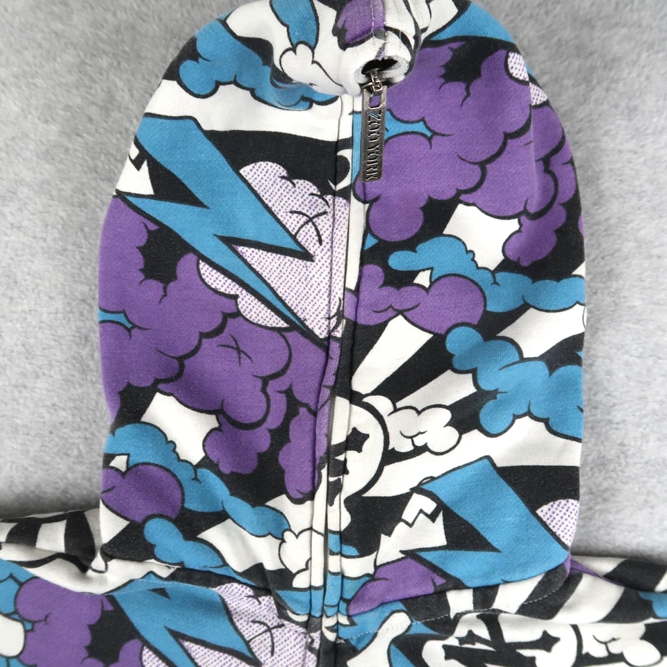 Sudadera con capucha de colección Zoo York X Kaws con cremallera completa estampado 2007 púrpura azul S pequeña Foto 3 de 4