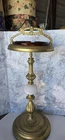 Vtg MCM Brass & Milk Glass Standing Ashtray Cigar Stand Art Deco