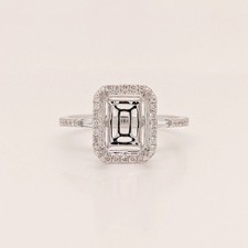 8x10 MM Emerald Cut Semi Mount Ring, 925 Sterling Silver Semi Mount Ring