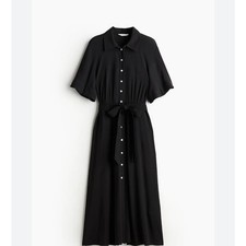 H&M Button-Down Black Shirt Dress Casual/Quie...