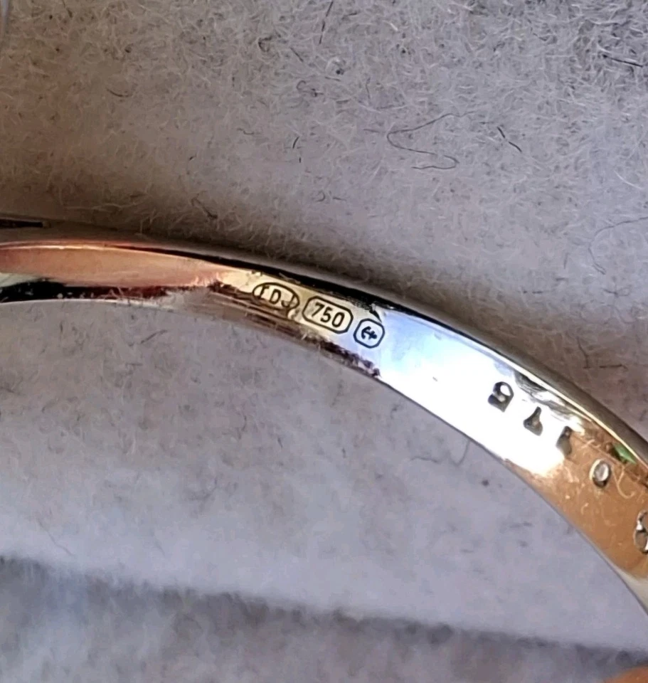 18Ct White Gold Art Deco Diamond & Emerald Cocktail Engagement Ring Size L/M - Image 2 of 4