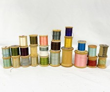 Vintage M Wooden Spool Thread Mixed Lot Coats Clark 