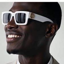 White Sunglasses Square Frame Fashion Designer Style Beach Fishing UV400 Protect