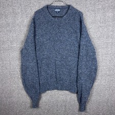 Vintage Lands End Sweater Mens XL Blue Wool Blend Knit Crew Neck 90s USA Made
