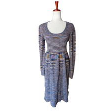 Missoni Womens 100 Wool Space Dye Knit Long Sleeve Scoop Neck Midi Dress SZ S/M