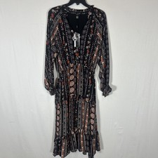 $148 T Tahari Women's Black Tiered Long Sleeve Midi Dress Size M