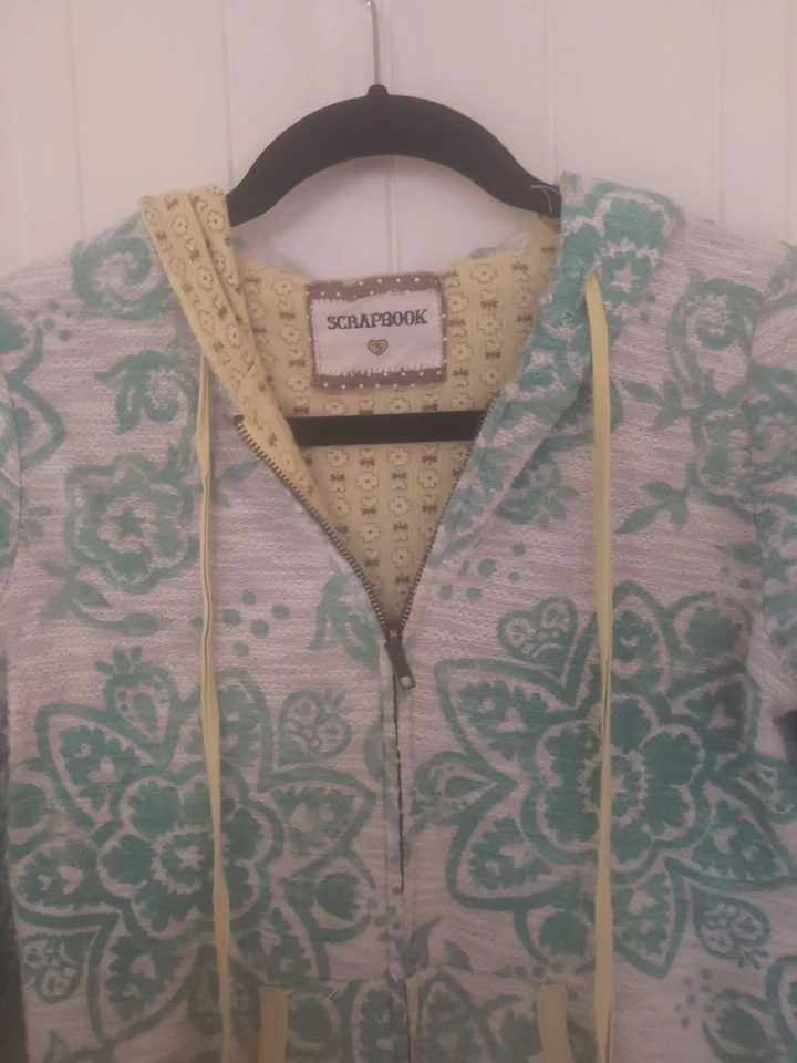 Anthropologie Scrapbook Women’s Size S Full Zip Hoodie Floral Textured Cotton  - Image 4 of 4