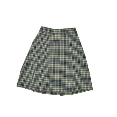 Flynn O'Hara Uniform Plaid Pleated Skirt Size 10X Green Gray Yellow Made in USA