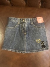 Gymboree Denim Skirt Black Cat Gold Sequin Heart Size 3 NWT Holiday 2007