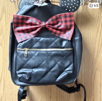 Olivia Miller Black Backpack with Red Plaid Bow and ears 