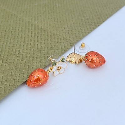 Kate Spade Picnic Perfect Strawberry Ohrringe goldfarben mit Tasche