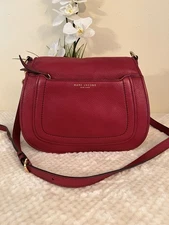 MARC JACOBS Empire City Crossbody  Bag Burgundy Pebble Leather  Large